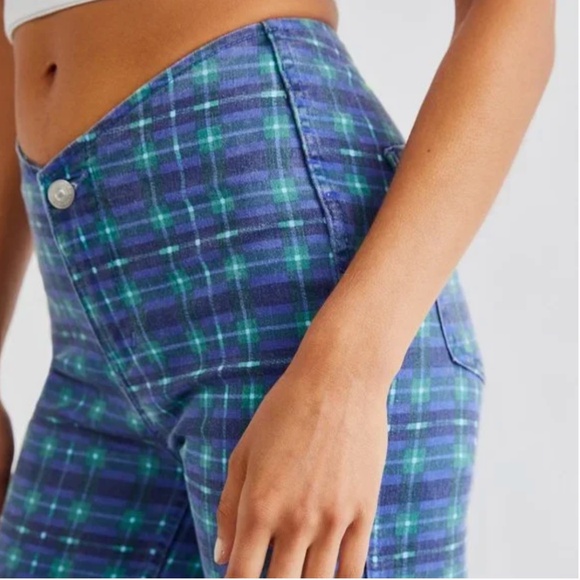 We the Free Free People Isla Slim Straight Plaid Pants Jeans Size 29 - Picture 3 of 13